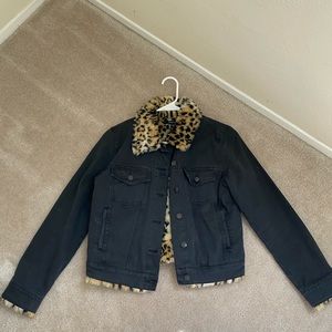 Faux Fur Cheetah Denim Jacket